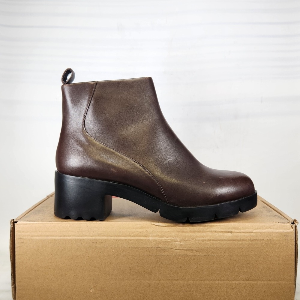 Camper Wanda Ankle Boots Women Size 10 Brown Leather Block Heel Lug Sole